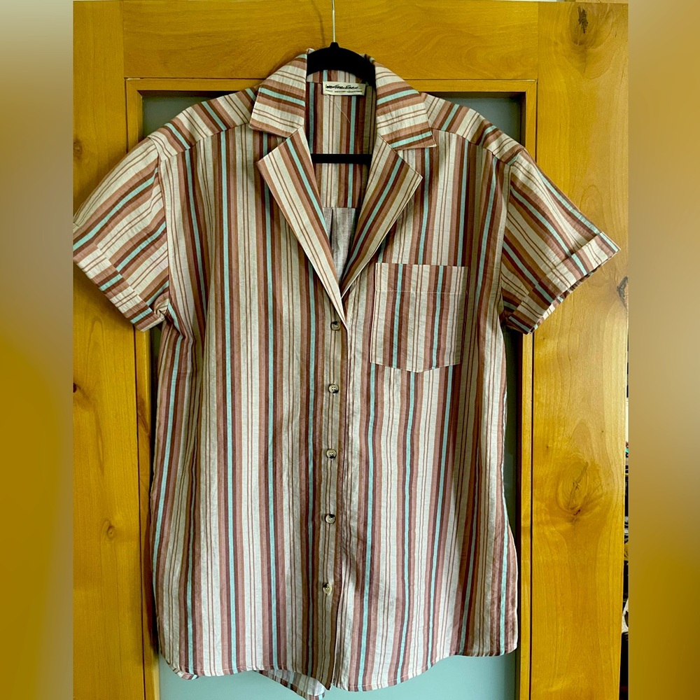 We The Free oversize button down blouse striped Size XS